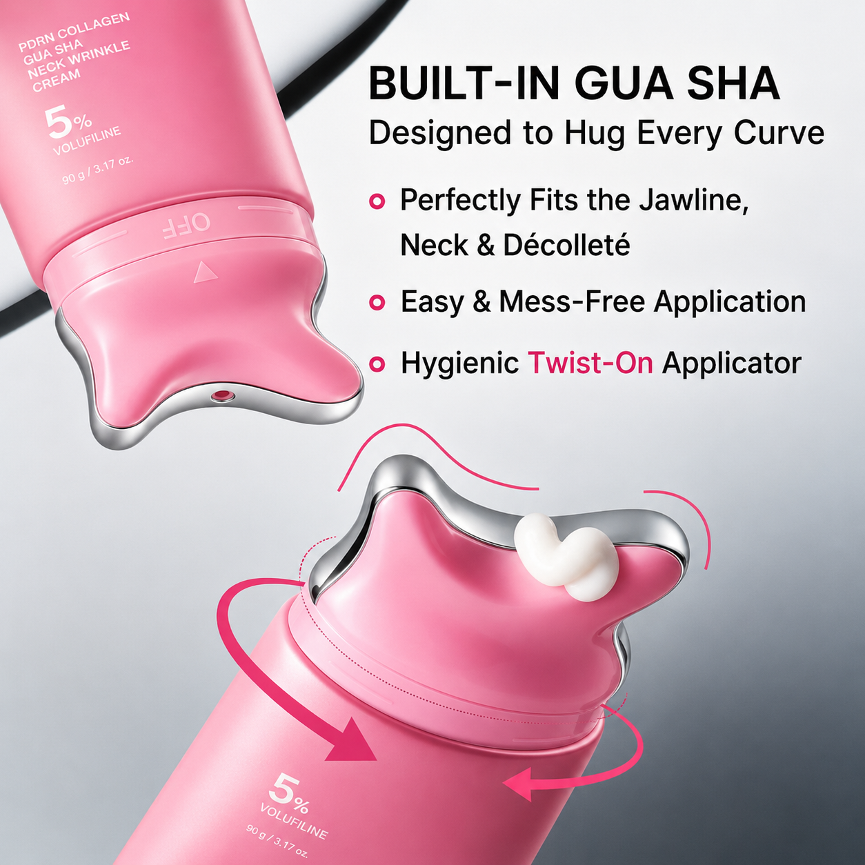 PDRN Neck & Face Collagen Cream with Built-In Gua Sha